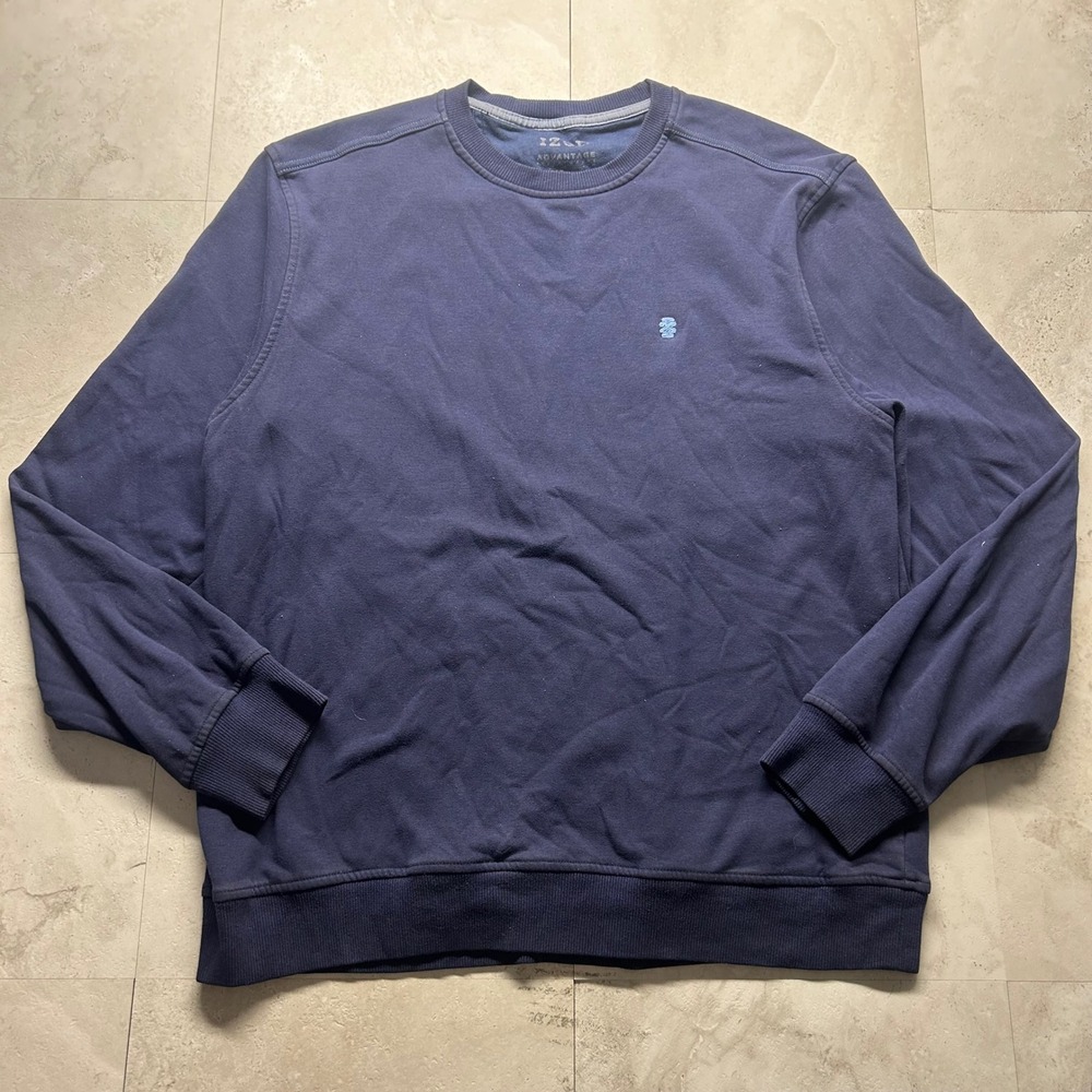 IZOD Advantage Performance Sweatshirt Navy Blue Mens Large Stretch Crewneck